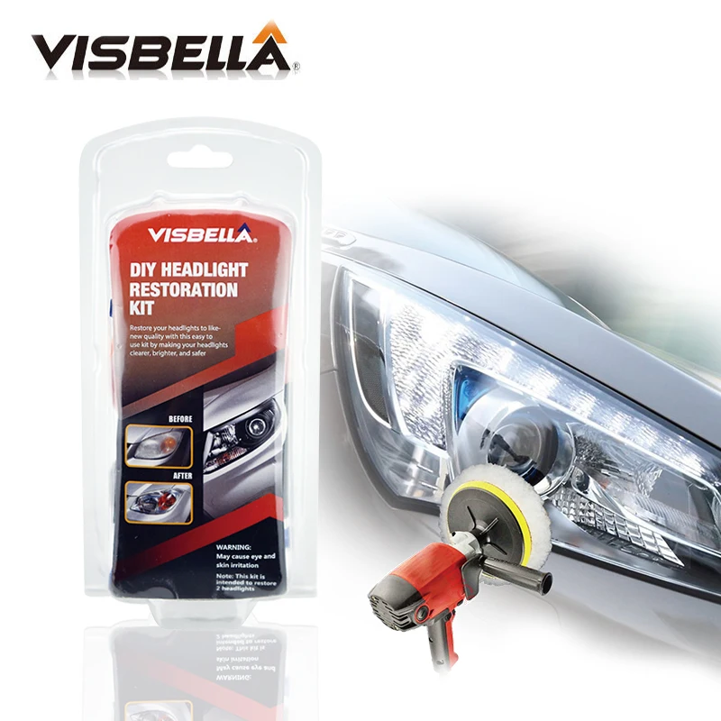 Visbella 2kits/lot Headlamp Brightener Kit DIY headlight restoration with 30cm*40cm FREE GIFT blue soft absorbent wash cloth Visbella 2kits/lot Headlamp Brightener Kit DIY headlight restoration with 30cm*40cm FREE GIFT blue soft absorbent wash cloth