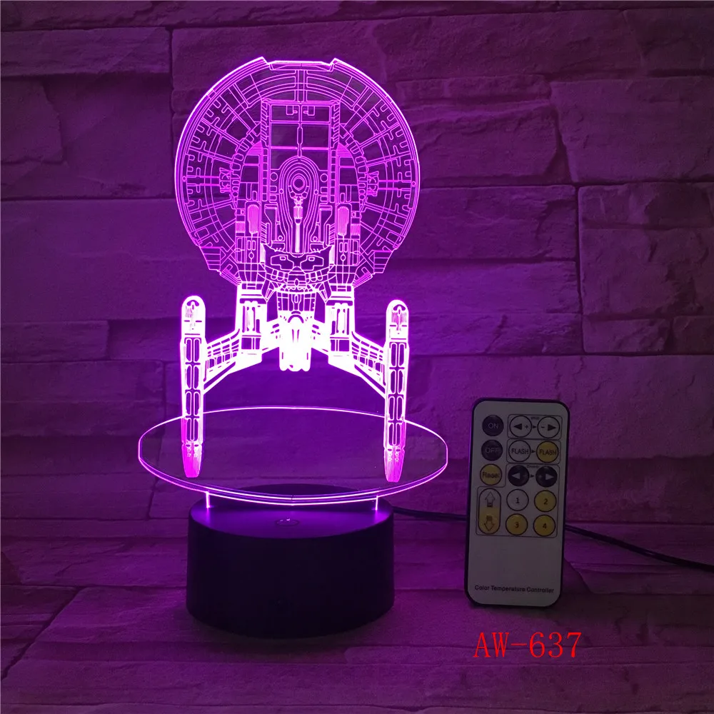  7 Colorful Changeable Mood LED Lamp 3D Led Spaceship Earth Space Desk Lighting Bedroom Bedside Deco