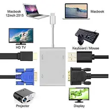 4 в 1 тип-c к HDMI VGA DVI USB кабель многопортовый кабель адаптер конвертер Мини HD Серебряный USB концентратор #30