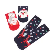 MISSKY 3 пар/компл. Для женщин рождественские ботинки до середины икры хлопковые носки рождественские снежинки Рождественские Носки для дам
