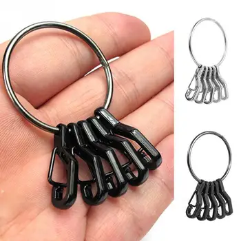 

1PC Keyring With 5Pcs Spring Hook EDC Keyring Set Quick Release Spring Hook Carabiner Key Clip Keychain