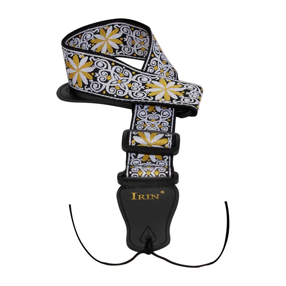 Регулируемый гитарный ремень IRIN вышитый винтажный цветочный узор акустические