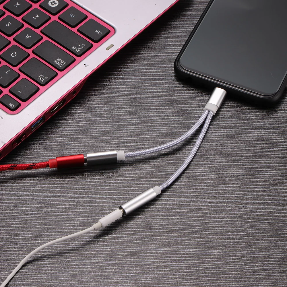 2 в 1 зарядный кабель Type C конвертер USB 3 5 мм аудио для наушников Xiaomi адаптер Huawei P20 Pro