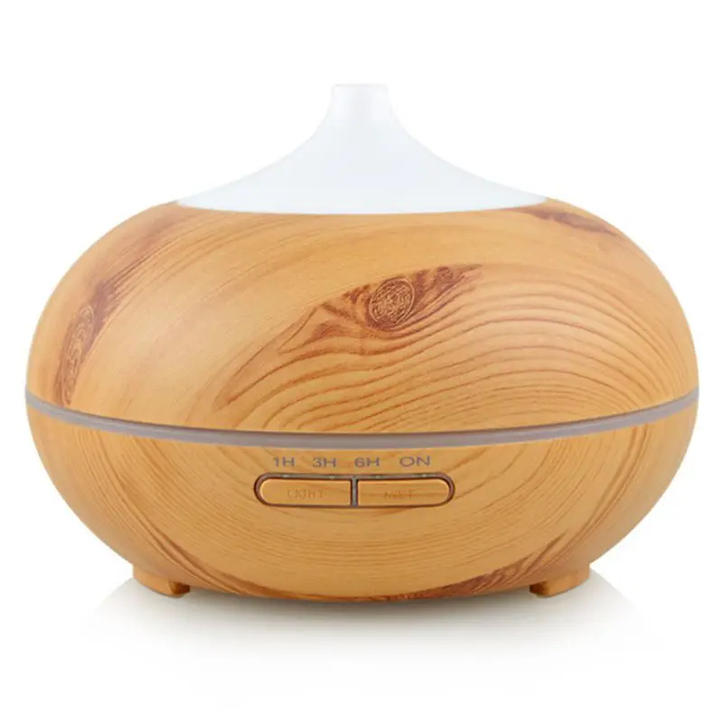 

300ml Wood Grain Ultrasonic Cool Mist Humidifier-Quiet Humidifier with Color LED Lights Changing & 4 Timer Settings for Yoga S