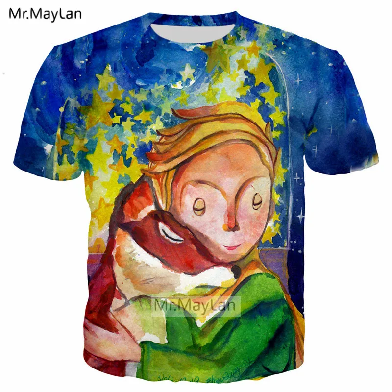 

3D Printing French Children Short Story Le Petit Prince T shirt Unisex Men Women Summer Streetwear Tshirt Boys Modis Clothes 5XL