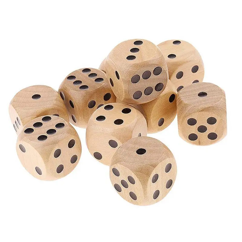 

10PCS Double-sided Wooden Dice Bar Party Game Dice Party Toy Digital Number Or Dot Cube Round Children's Toy Board Game