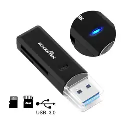 Rocketek CR11 USB 3,0 2 в 1 TF устройство чтения карт памяти адаптер для ПК компьютер