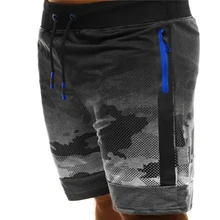 Мужские повседневные спортивные шорты на шнурке; большие размеры; модные тонкие шорты для фитнеса; камуфляжные шорты с карманом на молнии; короткие свободные брюки для бега