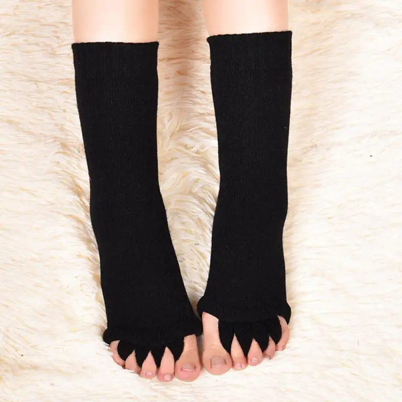 Женские осенние зимние массажные пять пальцев корректор для большого пальца носки для ног Выравнивание боли высокие трубки спящие