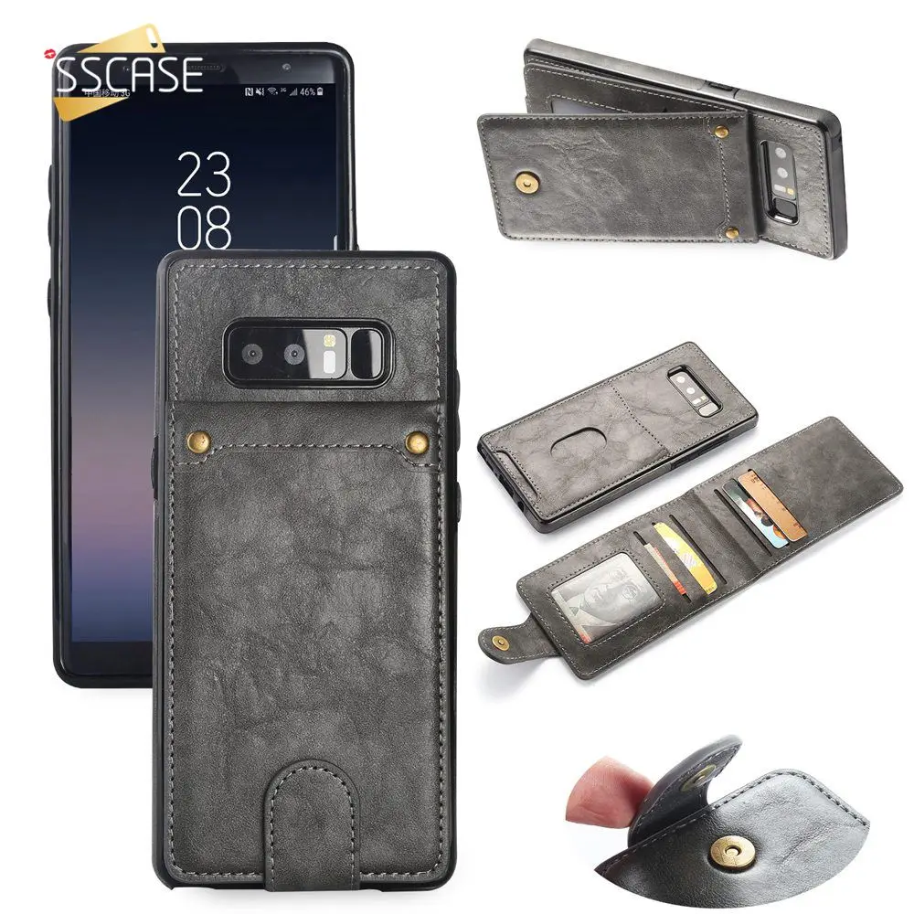 

KISSCASE Retro Card Slot Leather Case For Samsung Galaxy S9 S8 Plus S7 Edge Flip PU Wallet Case For Samsung Galaxy Note 8 Cover