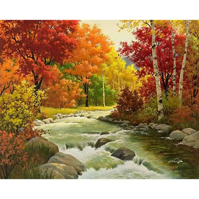

5D Diy Diamond Painting Cross Stitch Diamond Embroidery Landscape Autumn Forest Pattern Hobbies And Crafts Diamond Kits