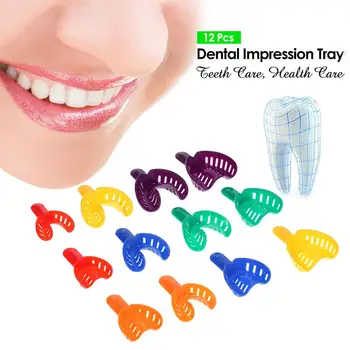 

XY Fancy 12 Pcs/set Dental Moulage Tray Plastic U Shape Teeth Holder Dental Trays Tooth Whitening Molding Instrument