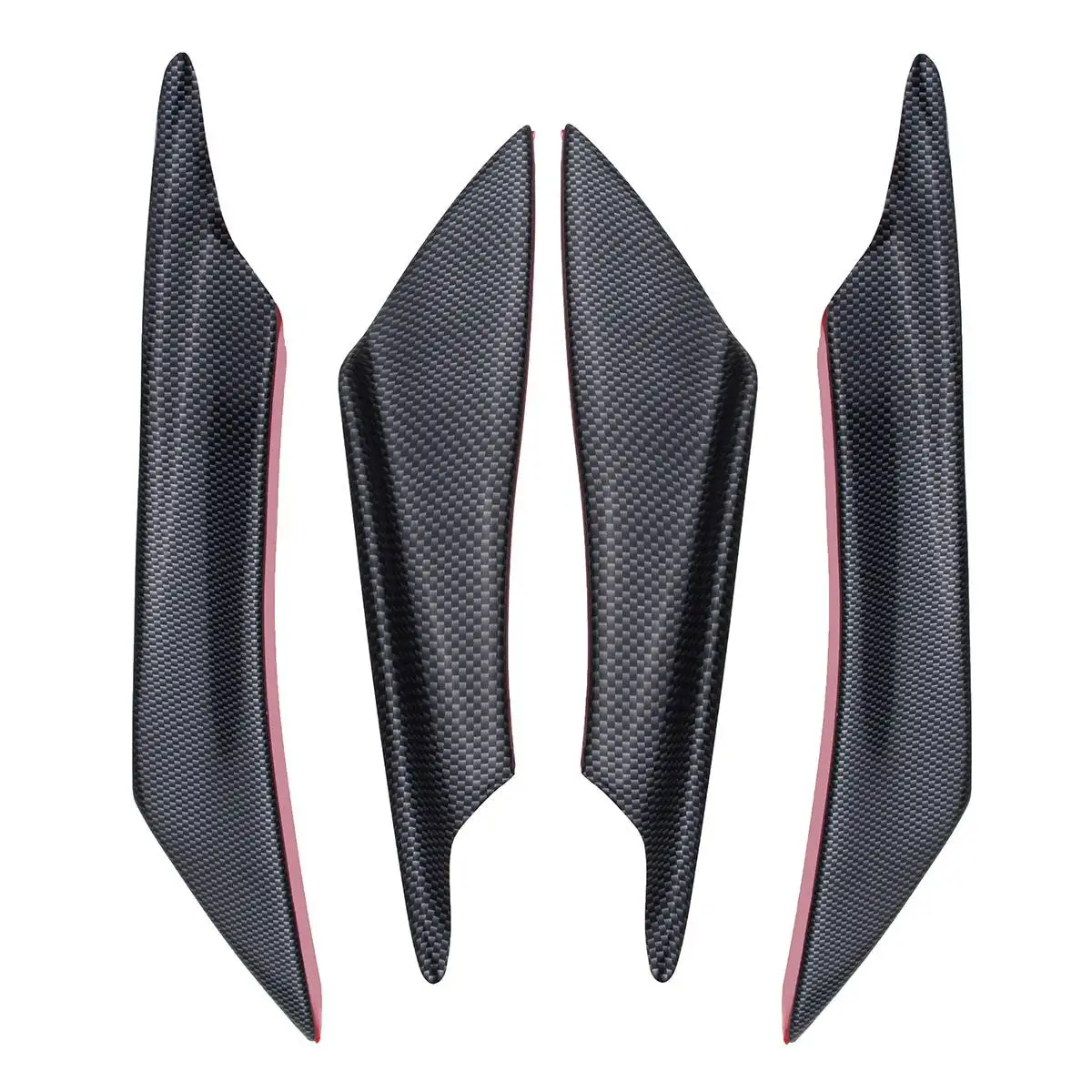 

4Pcs Universal Carbon Fiber Car Front Side Bumper Fins Wind Wing Blade Spoiler Air Knife Spoiler