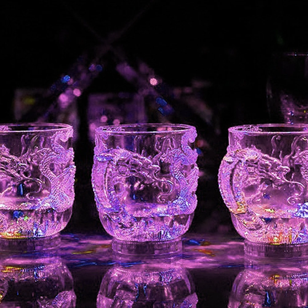 Светодиодный Индуктивный стакан для пива с изображением дракона цвета радуги, мигающий светильник, светящиеся кружки, старомодные кружки для коктейлей, пива, вина