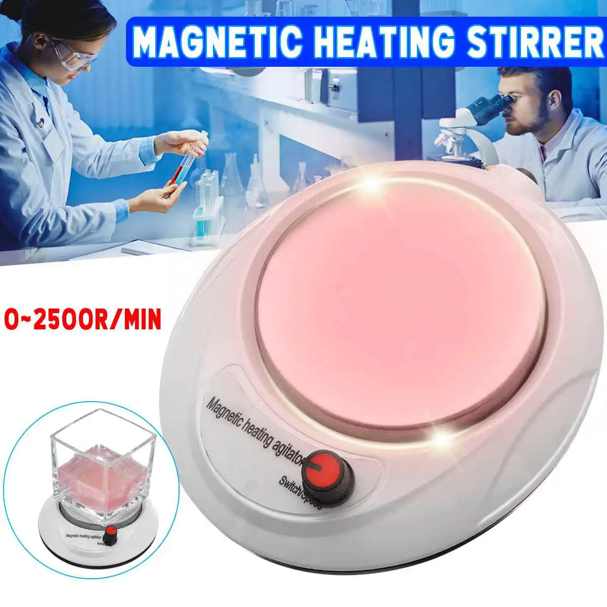 

Mini Magnetic Heating Agitator Stirrer Hotplate Stirrering Machine With Stir Bar 0~2500R/MIN 1000ML Stirrer for Magnetic Labor
