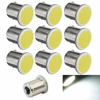 

10pcs White Car LED Lights 1156 COB 12V for Signal Indicator License Plate Lamps parking lights reading lamps