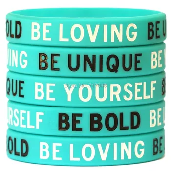 

100pcs Love Sentences Be Bold Be Loving Be Unique Be Yourself wristband silicone bracelets free shipping by epacket A