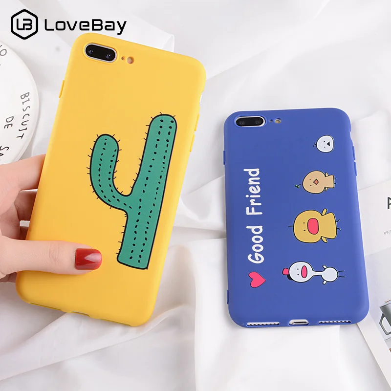 Lovebay Phone Case For iPhone XS Max 7 8 Plus Cartoon Animals Cactus Duck For iPhone 6 6s X XR XS 5 5s SE Soft TPU Back Cover