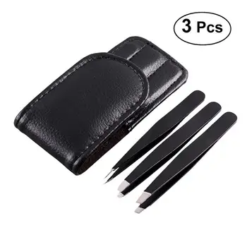 

3Pcs Stainless Steel Bevel Eyebrow Clips Eyebrow Clamp Eyebrow Tweezer Cosmetic Tools (Black)