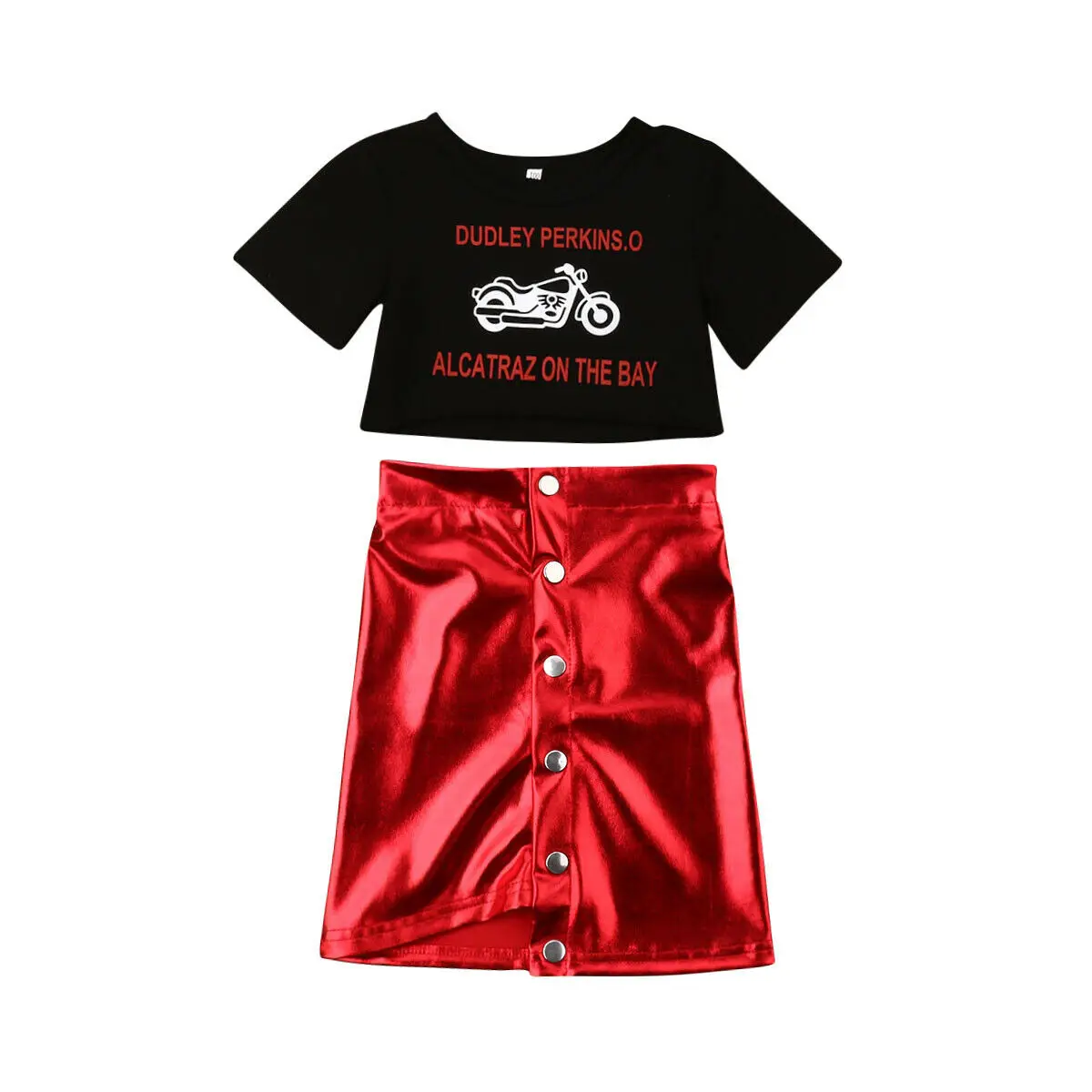 

2019 Newest Style Toddler Baby Kids Girls Short Sleeve Letter Crop Tops+Skirts Adorable Party Outfits Clothes Set 1-5Years