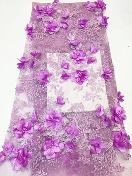

Nigerian lace fabrics 2019 high quality 3D flower lace hot selling embroidered beaded french tulle sequins African lace fabrics