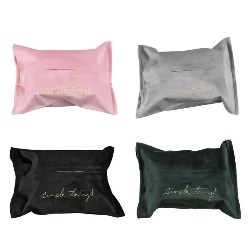 

Embroidery Velvet Tissue Box Nordic Style Napkin Holder Cover Car Paper Towel Container Tissue Cases Home Desktop Decoration