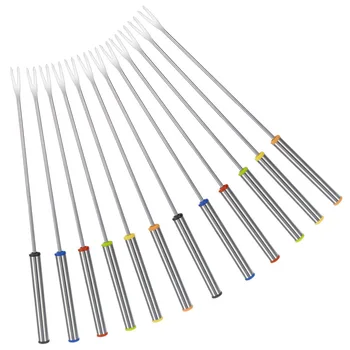 

18 Pieces Stainless Steel Fondue Forks with Heat Resistant Handle for Cheese Chocolate Fondue Roast Marshmallows Meat,9.5 Inch