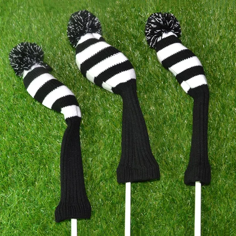  New Knitted Golf Club Head Covers Putter Headcovers For Golf Club Accessories 1 3 5 Pom Pom Sock Cover Wood Golf Headcover 