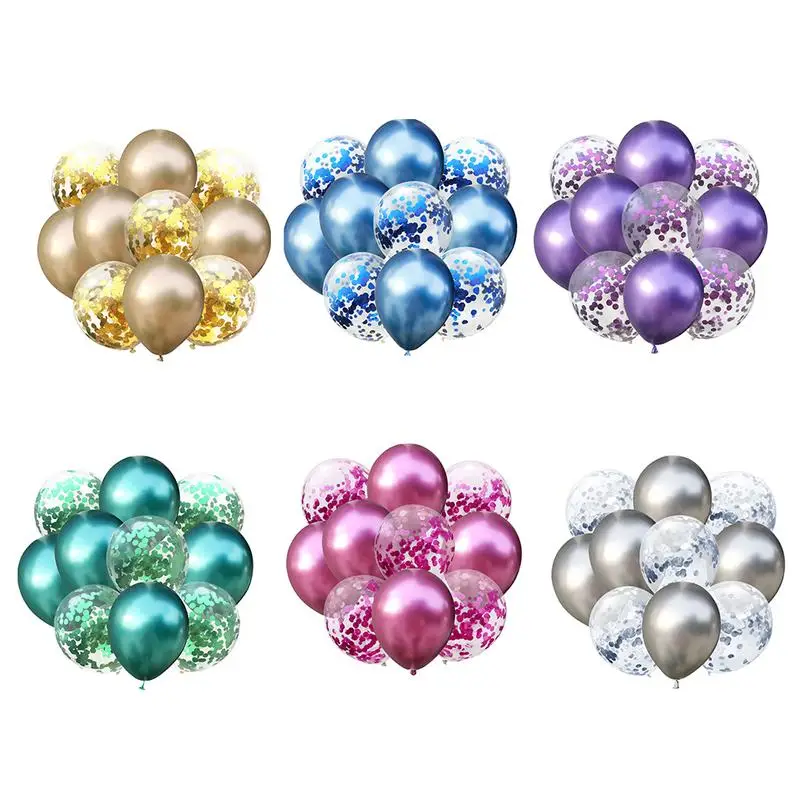

10pcs/lot Sequin Balloon Set Metallic Chrome Latex Balloon Wedding Birthday Party Gold Pearl Glitter Confetti Decorative Balloon