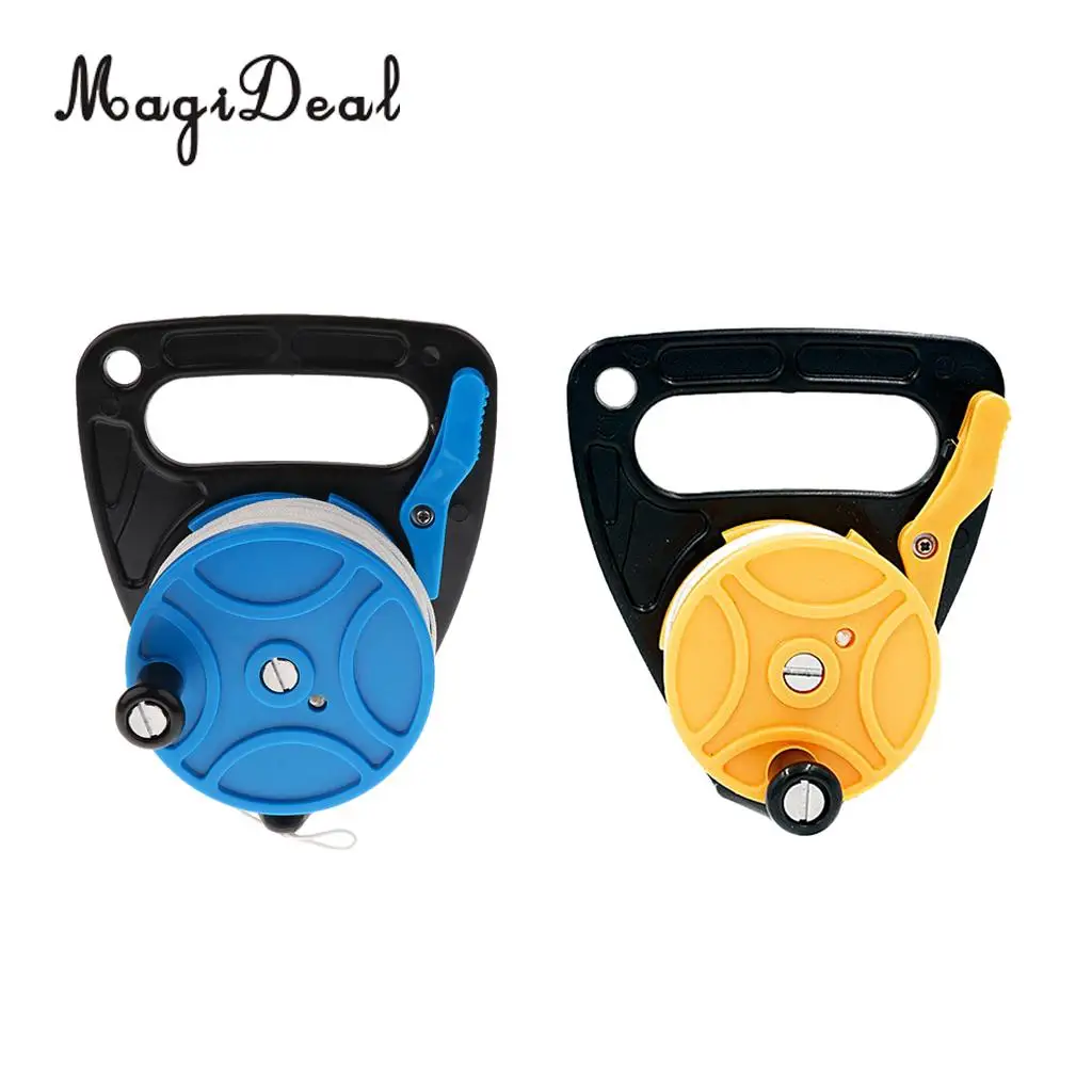 

MagiDeal Underwater Scuba Diving Dive Wreck Reel 272ft Line with Plastic Handle Wheel for Freediving Kayak Boat Hunting Fishing