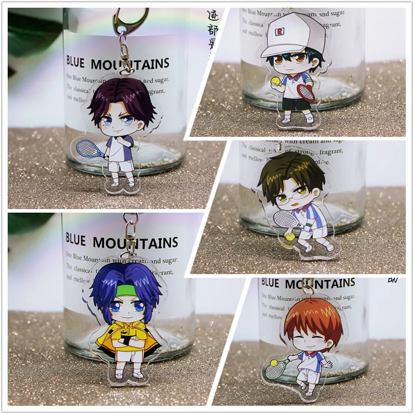 

10 pcs/lot Anime Prince of Tennis Acrylic Keychain Toy Fuji Syusuke Atobe Keigo Figure Bag Pendant Double sided Key Ring Gift