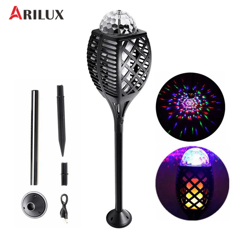 

ARILUX 4 Modes LED Stage Light with Flame Effect Rechargeable DJ Night Light Party Lamp Indoor Decorative Night Light DC5V