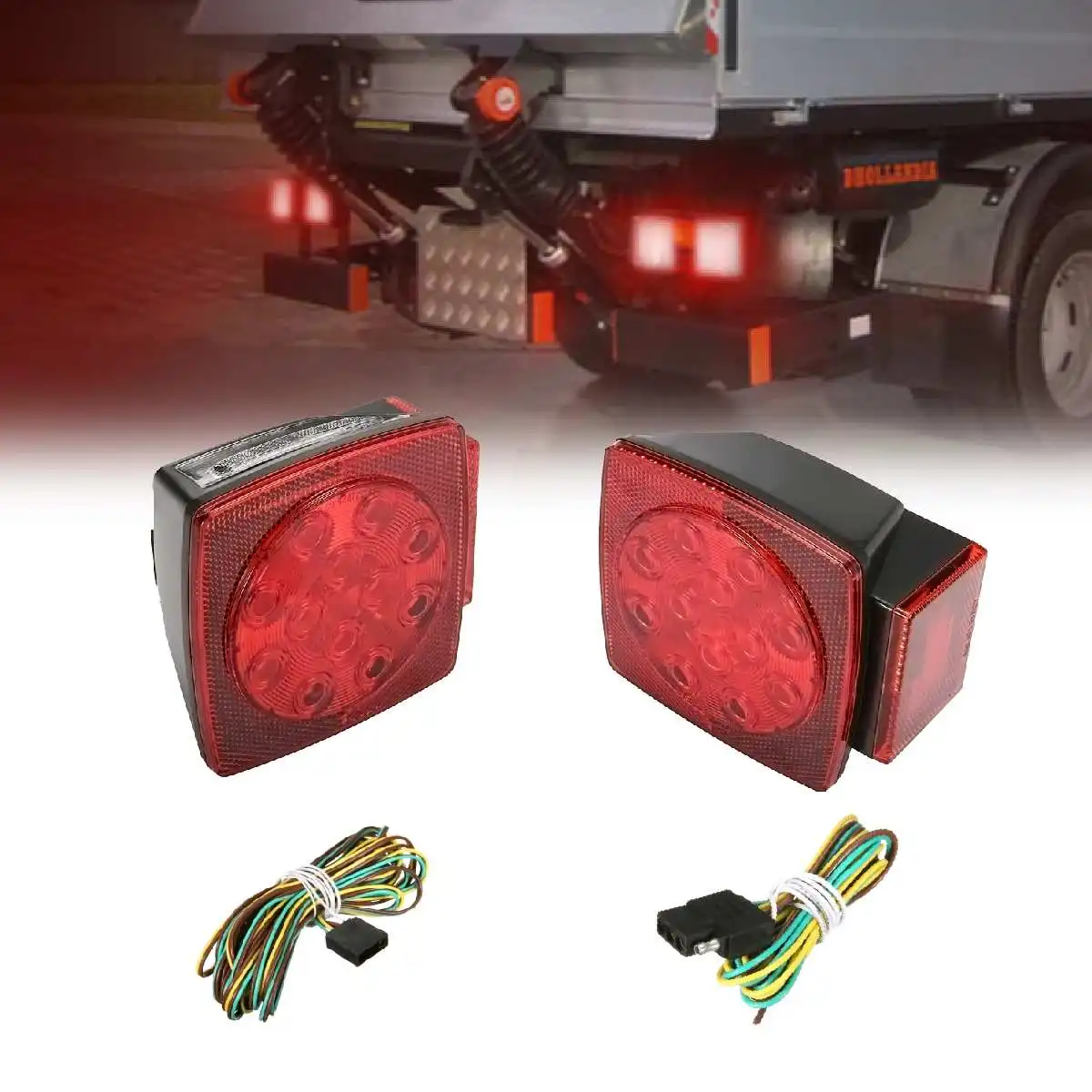 1pair New Truck Trailer Boat Tail Light For Suv Led