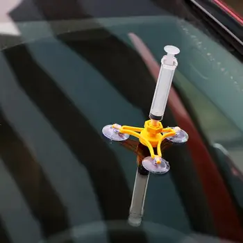 

Car Glass Repair Tools 3 Sucker Auto Glass Windshield Windscreen Instrument With Repair Resin Syringes Curing Strips Razor Blade
