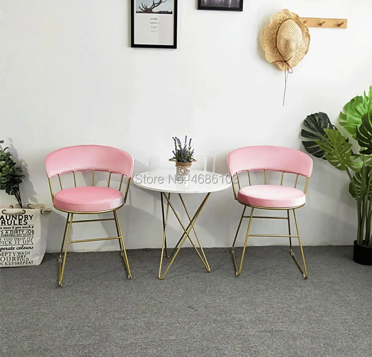 Princess Pink Nail Chair Girl Makeup Iron Floor Modern Chair Lounge Chair Living Room Chair
