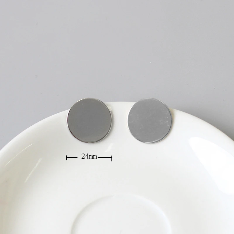 High Quality 1Pair Black Big Circle Stud Earring Minimalist Round Valentines Gift Gifts Fashion Jewelry Simple Unique Silver