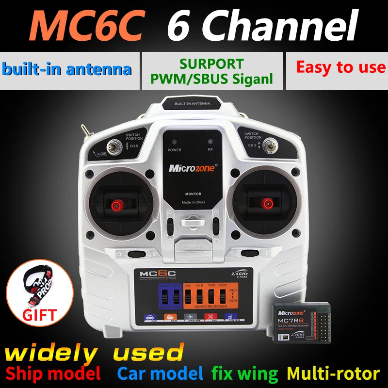 

MicroZone MC6C 2.4G 6CH controller transmitter receiver radio system for SU27 RC airplane drone multirotor helicopter car boat