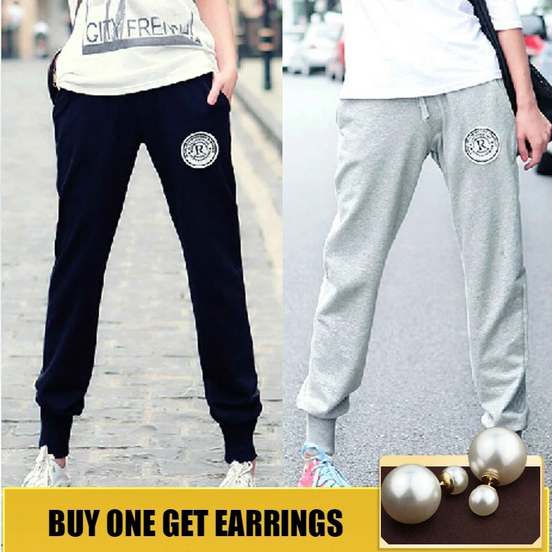 

HOUZHOU 2019 Spring Autumn Cotton Sweatpants Harem Pencil Pants Women Loose Drawstring High Waist Trousers Jogger Streetwear