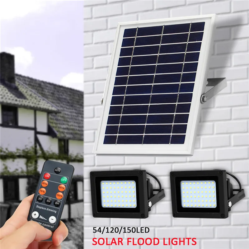 

2 Pcs 15W Waterproof 120 LED Flood Light Remote Control Light Sensor Solar Light