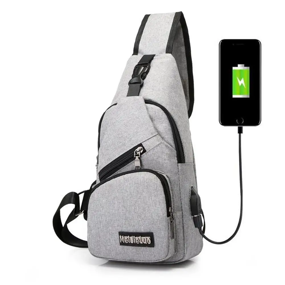 Male Shoulder Bags USB Charging Crossbody Bags Sports Canvas Outdoor Oblique Cross Messenger Bag Men Anti Theft Chest Bag Male Shoulder Bags USB Charging Crossbody Bags Sports Canvas Outdoor Oblique Cross Messenger Bag Men Anti Theft Chest Bag