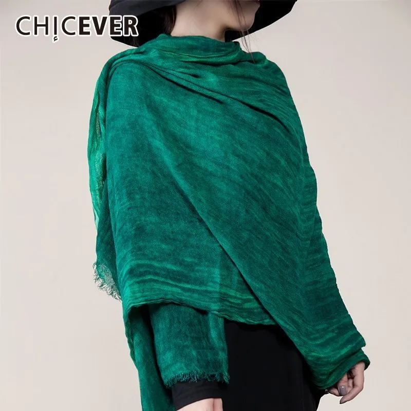 

CHICEVER 2019 Autumn Winter Women's Shawl Vintage Green Scarves For Women Stoles Female Clothes Accessories Fashion Tide