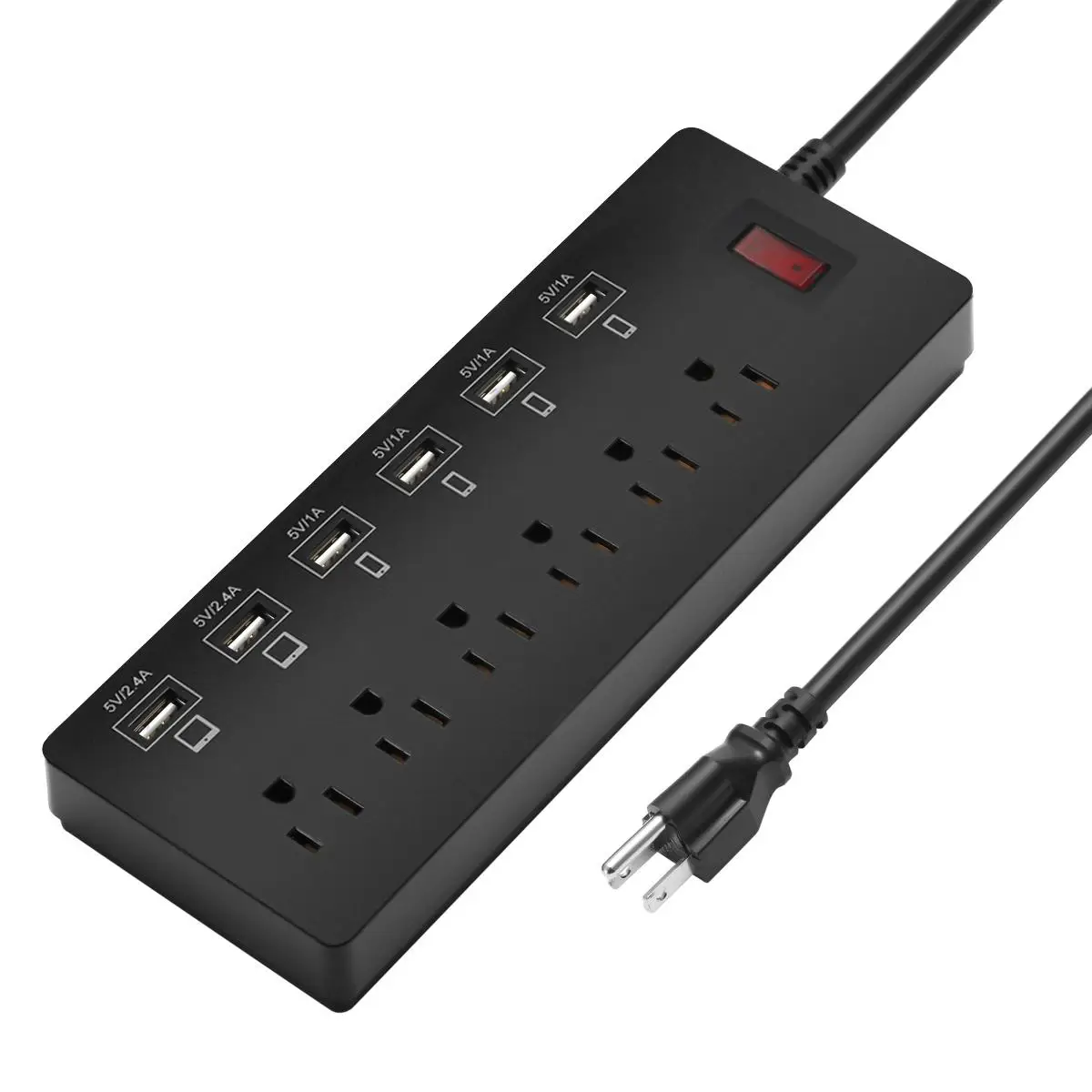 Продажа LEORY 5 в 2.4A розетка 4 США AC мощность разъем 6 USB мощность полосы защищенный удлинитель выход зарядка через usb адаптер США Plug