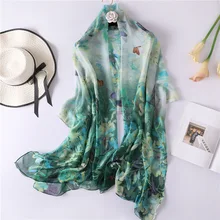 2019 New Women's Silk Scarf Soft Floral Print Scarves Large Shawls and Wraps Long Ladies Pashmina Foulard Hijabs Neckerchief