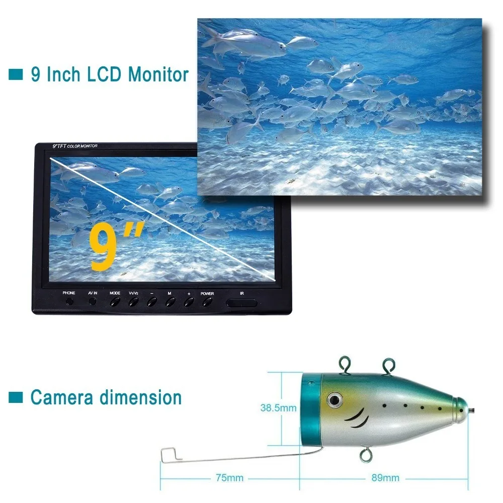 SYANSPAN détecteur de poisson Portable caméra vidéo de pêche sous-marine 9
