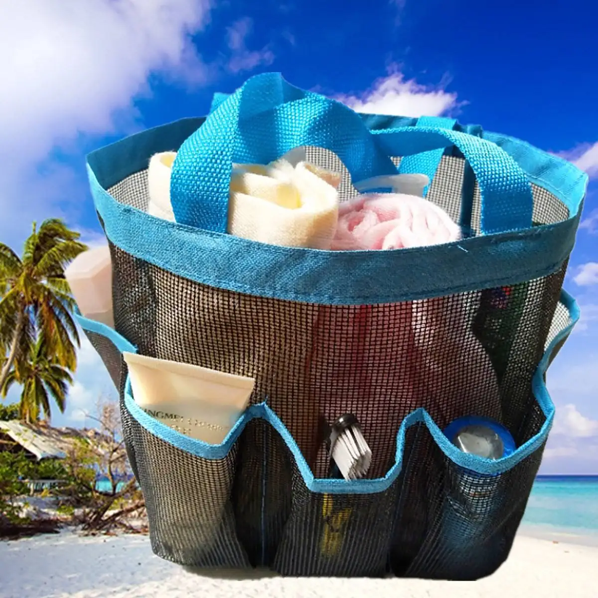 Summer Beach Bag Women Handbag Mesh Swim Bag Small Storage Package