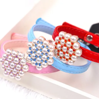 

1PCS Leather Soft Dog Collar Beautiful Bling Rhinestone Dogs Collars Leather Dog Leash Accessories For Small Medium Dogs Pitbull