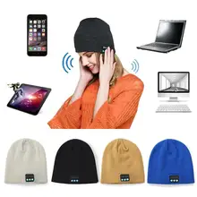 Унисекс Bluetooth беспроводная гарнитура музыка вязаная шапка с динамиками Геометрическая 180mA литиевая батарея и микрофон