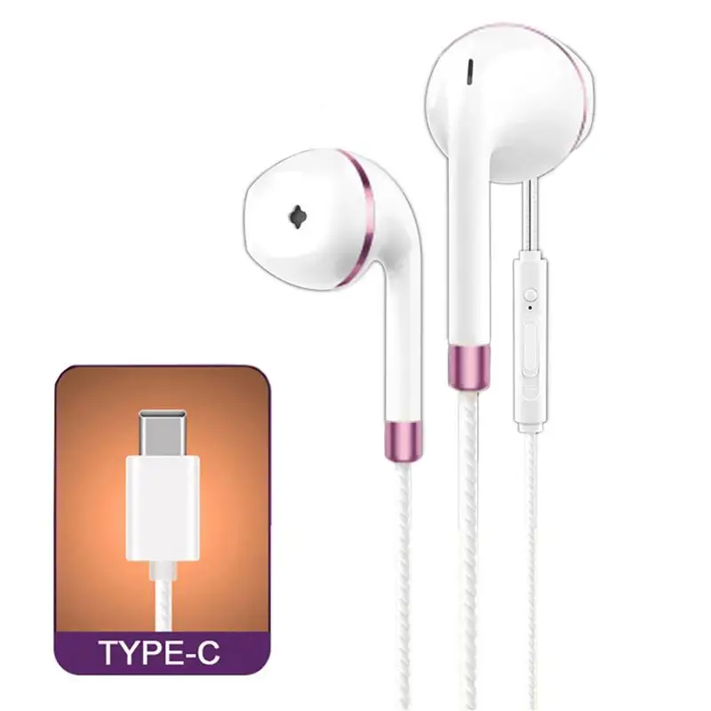 Наушники вкладыши проводное управление с микрофоном наушники Стиль usb type C