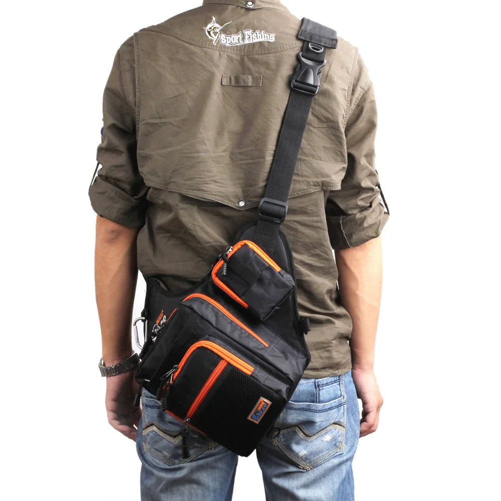 

iLure Waterproof Canvas Fishing Bag Multi-Purpose Outdoor Bag Reel Lure Bags Pesca Fishing Tackle Bag Green/Orange/Black