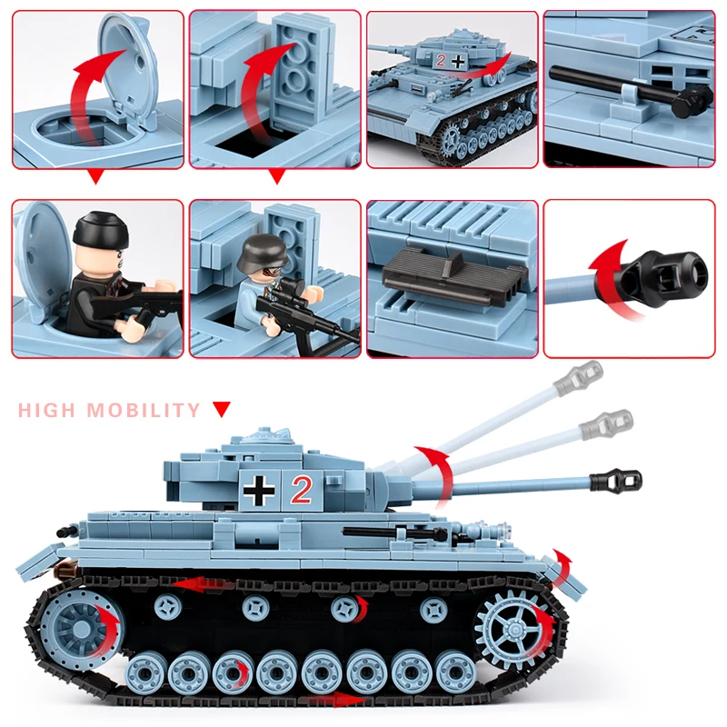 716+pcs Military German King Tiger Tank Building Blocks Compatible Legoed Technic Army Soldier Weapon Bricks Children Gift Toys